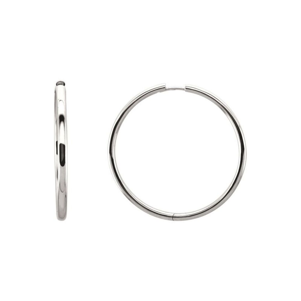 2.6mm Hinged Endless Round Hoop Earrings in Sterling Silver, 39mm